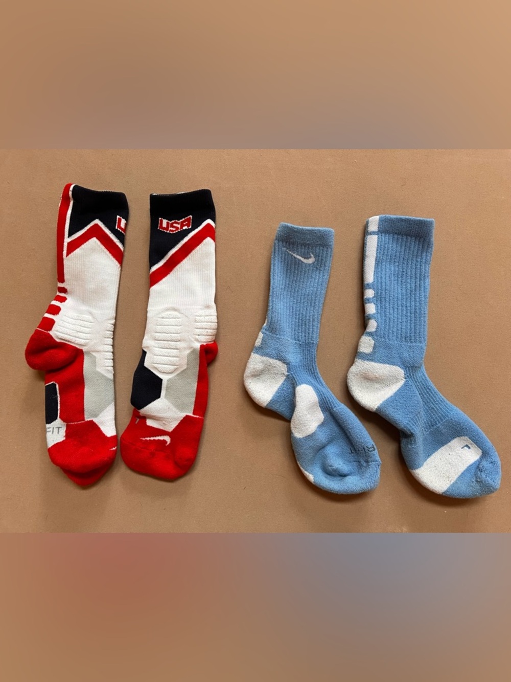 Nike Light Blue and White & Red, White and Blue Athletic Crew Socks Women’s